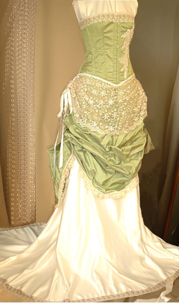 Juliet in sage green with ivory
