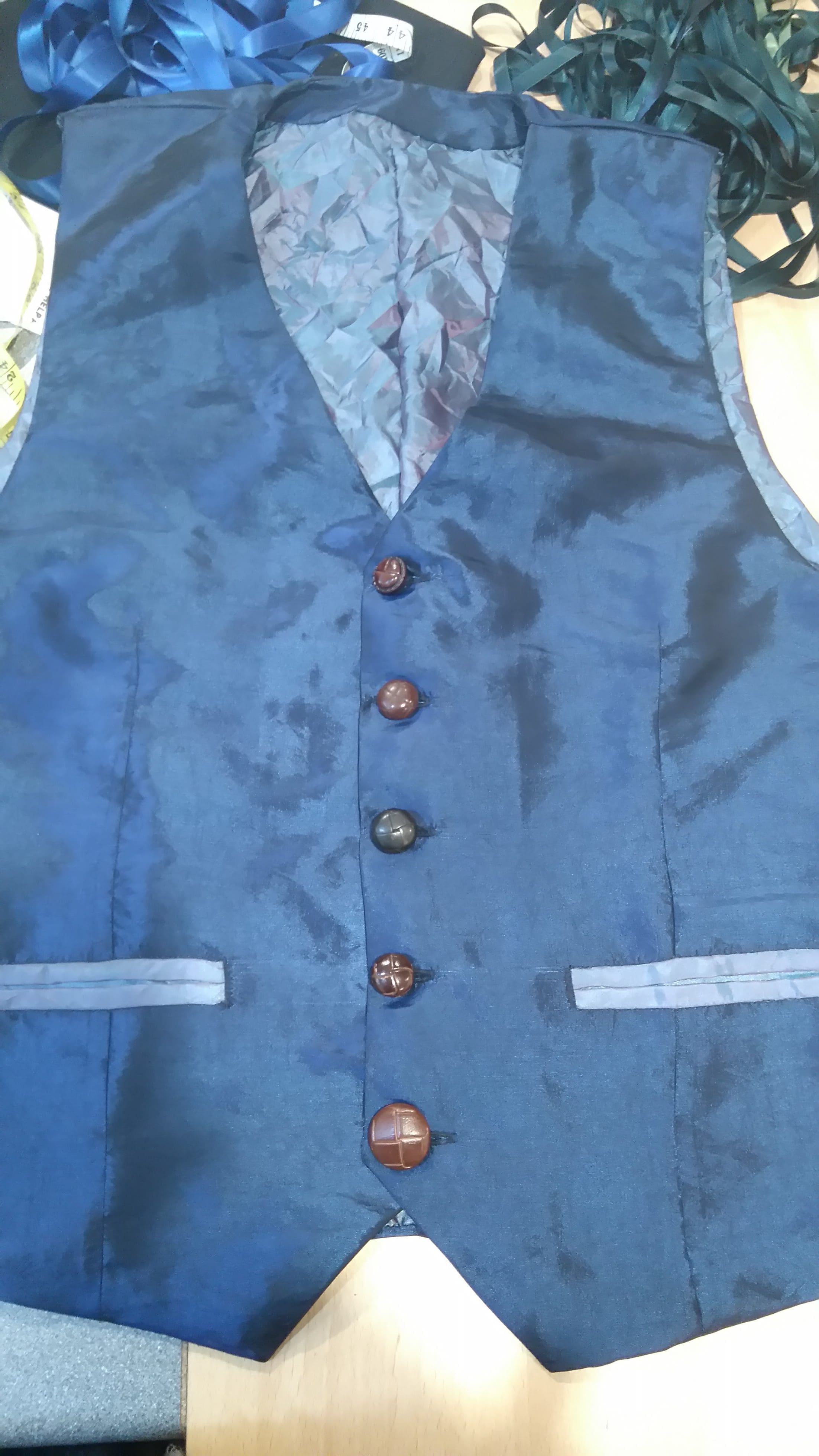 Blue Custom made mens waistcoat, bridal coordinates