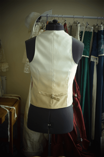 Ivory brocade steampunk Custom made mens waistcoat, bridal coordinates - Image 4