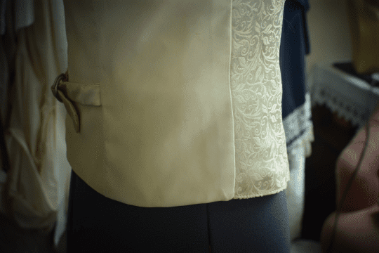 Ivory brocade steampunk Custom made mens waistcoat, bridal coordinates - Image 6