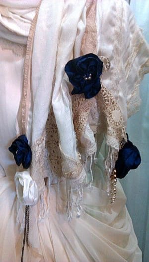 Warm cream and blue ethereal shawl pashmina wrap