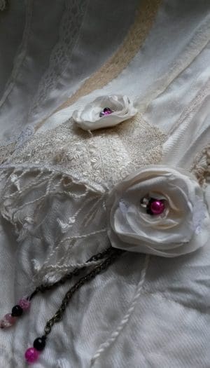 Cream and ivory vintage Pink and Black themed shawl wrap pashmina
