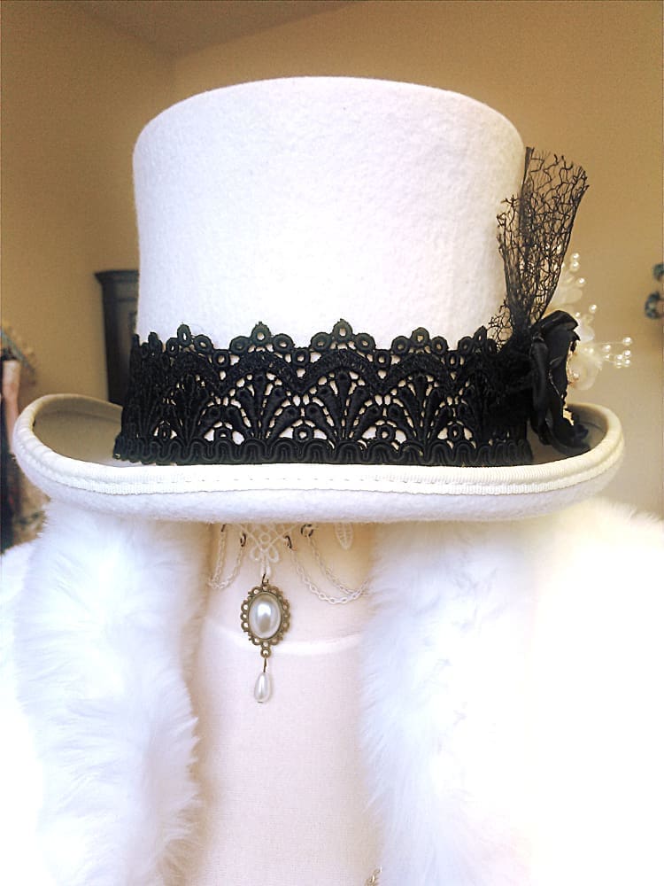 Black and white steampunk top hat